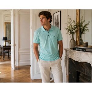Ted Baker London Men's XL Aqua Blue Collar Polo Golf Shirt Size 5